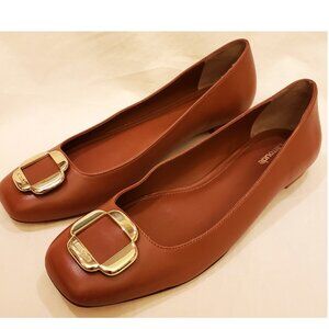 Larroude Maria Comfort Flat Shoes Sz-9 Brown Leather Made in Brazil